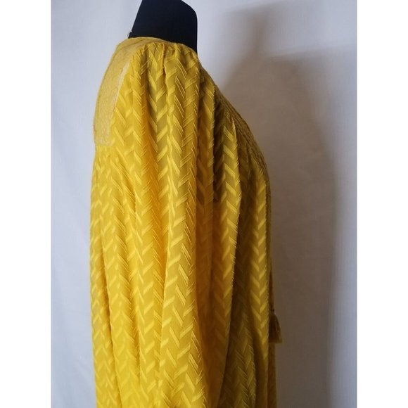 Anthropolgie One September Anwen Long Sleeve Dress yellow Boho Peasant Size L - Picture 4 of 12